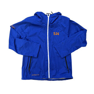 North Face Jacket Mens XL Blue Hooded Full Zip Embroidery Windbreaker Waterproof